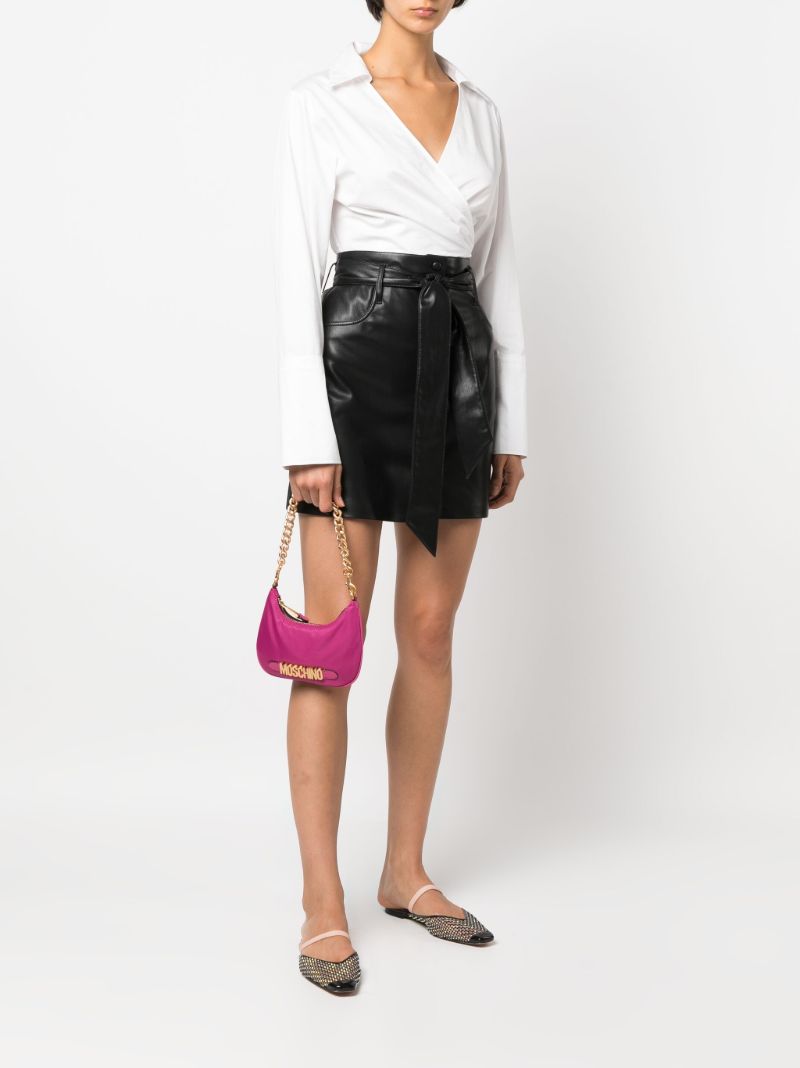 Pink Logo Plaque Hobo Shoulder Bag