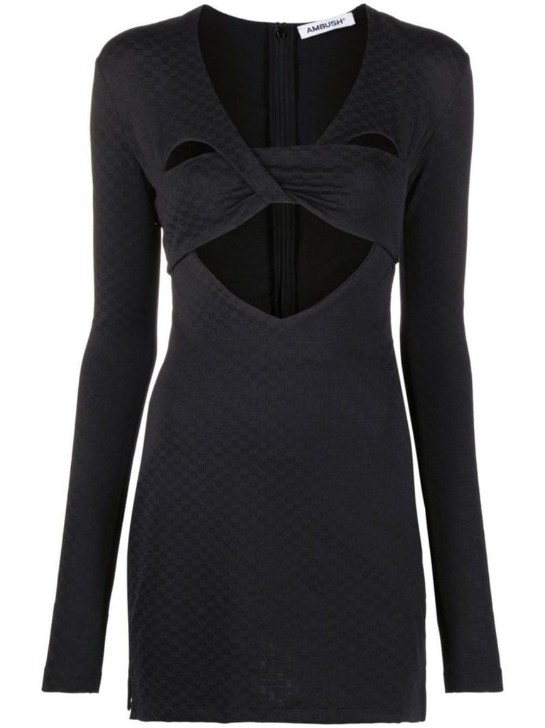 Black Monogram Cut-out Mini Dress