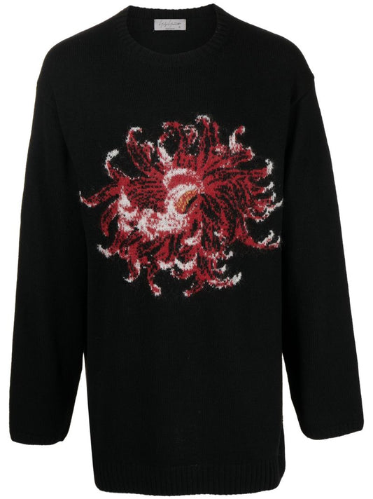 Black Floral-intarsia Wool Sweater