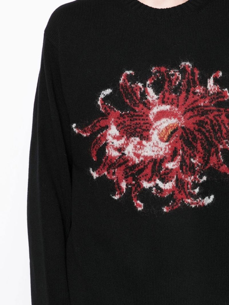 Black Floral-intarsia Wool Sweater