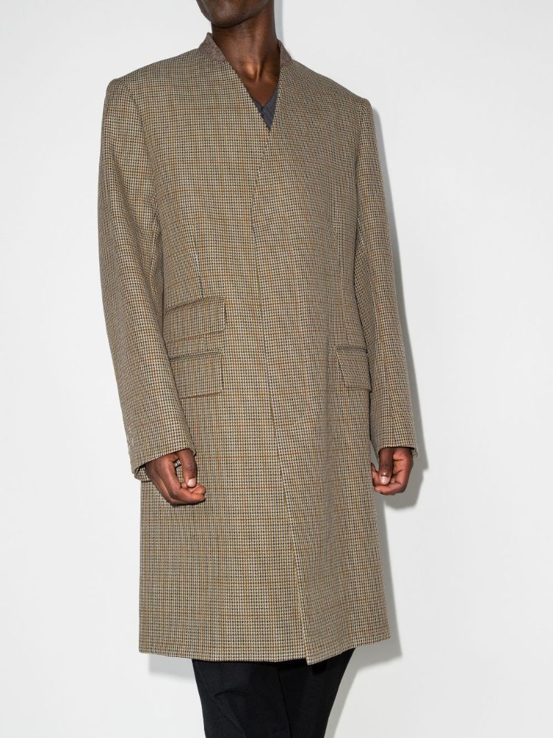 Single-breasted Check Wool Coat
