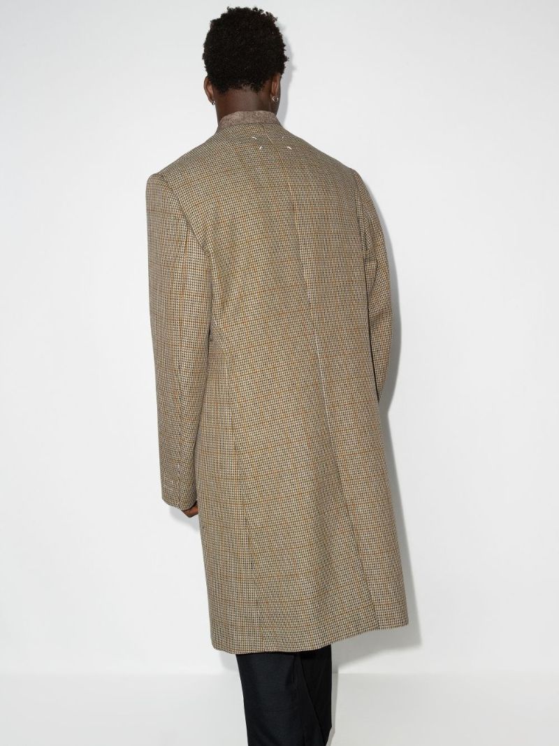 Single-breasted Check Wool Coat