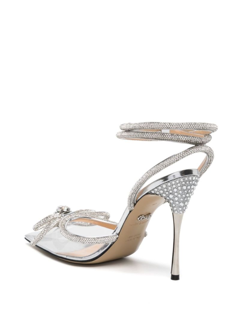 Silver-tone Double Bow 110mm Pumps
