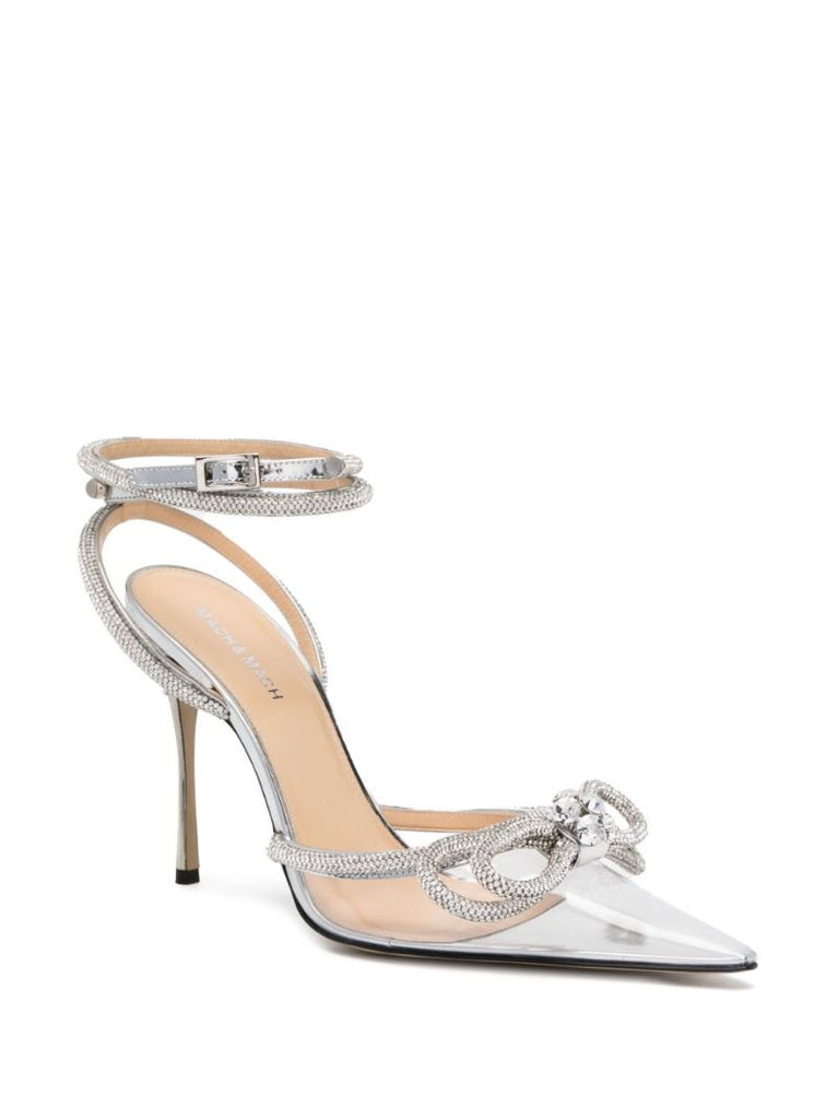 Silver-tone Double Bow 110mm Pumps