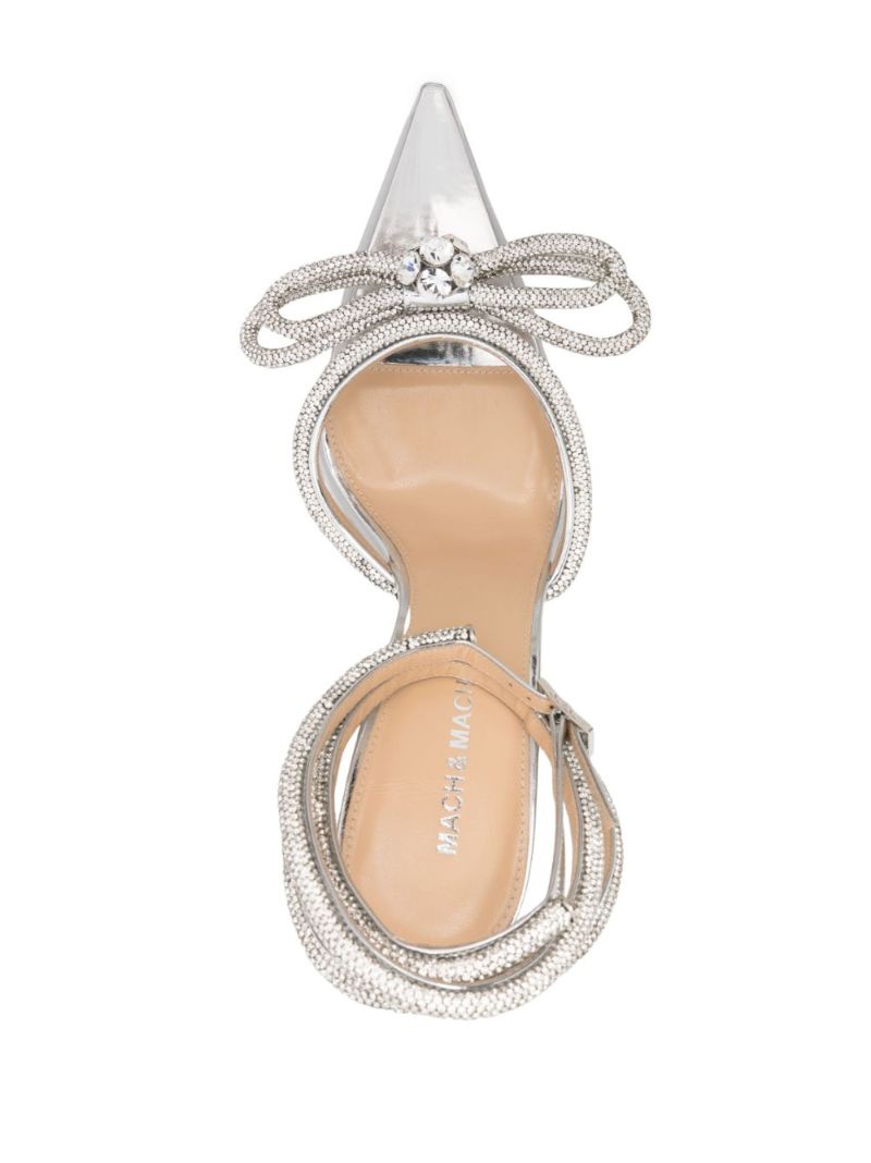 Silver-tone Double Bow 110mm Pumps