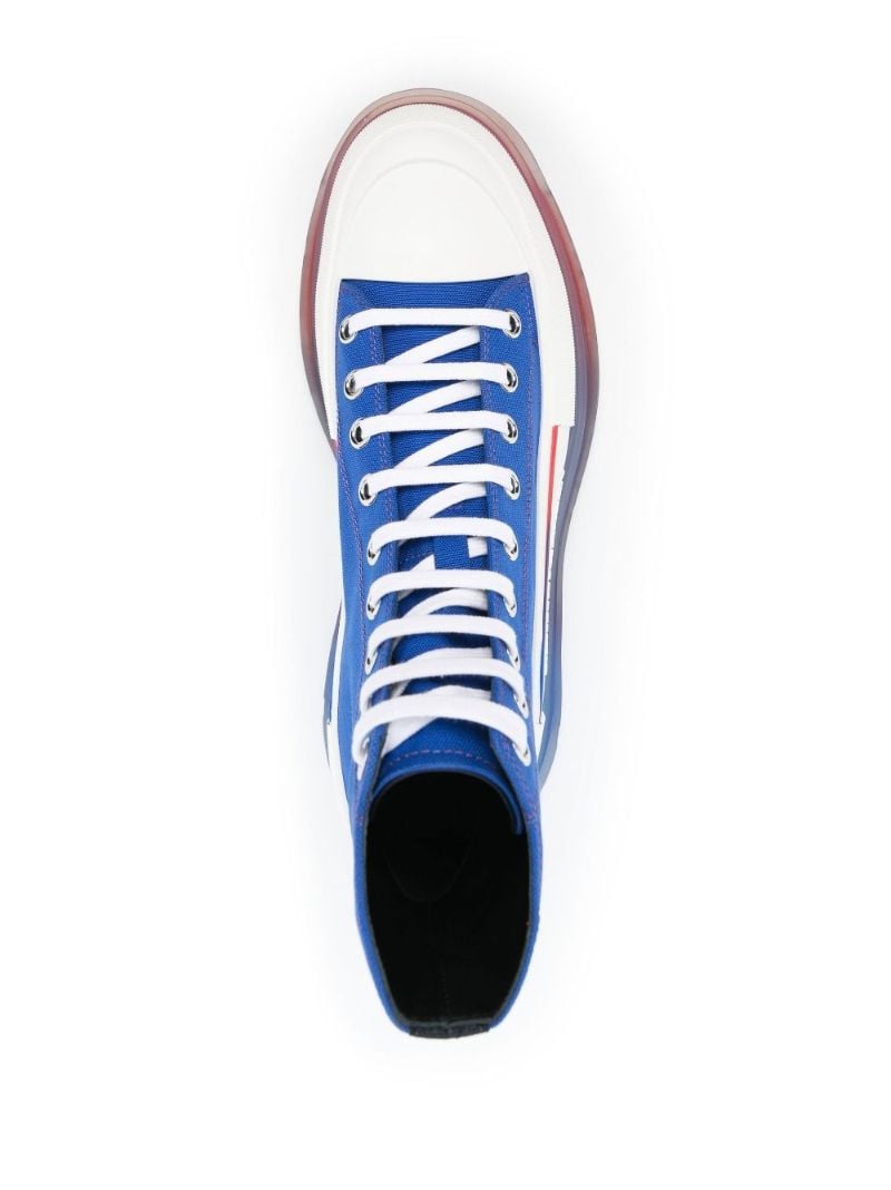 Blue Tread Slick High-top Canvas Sneakers