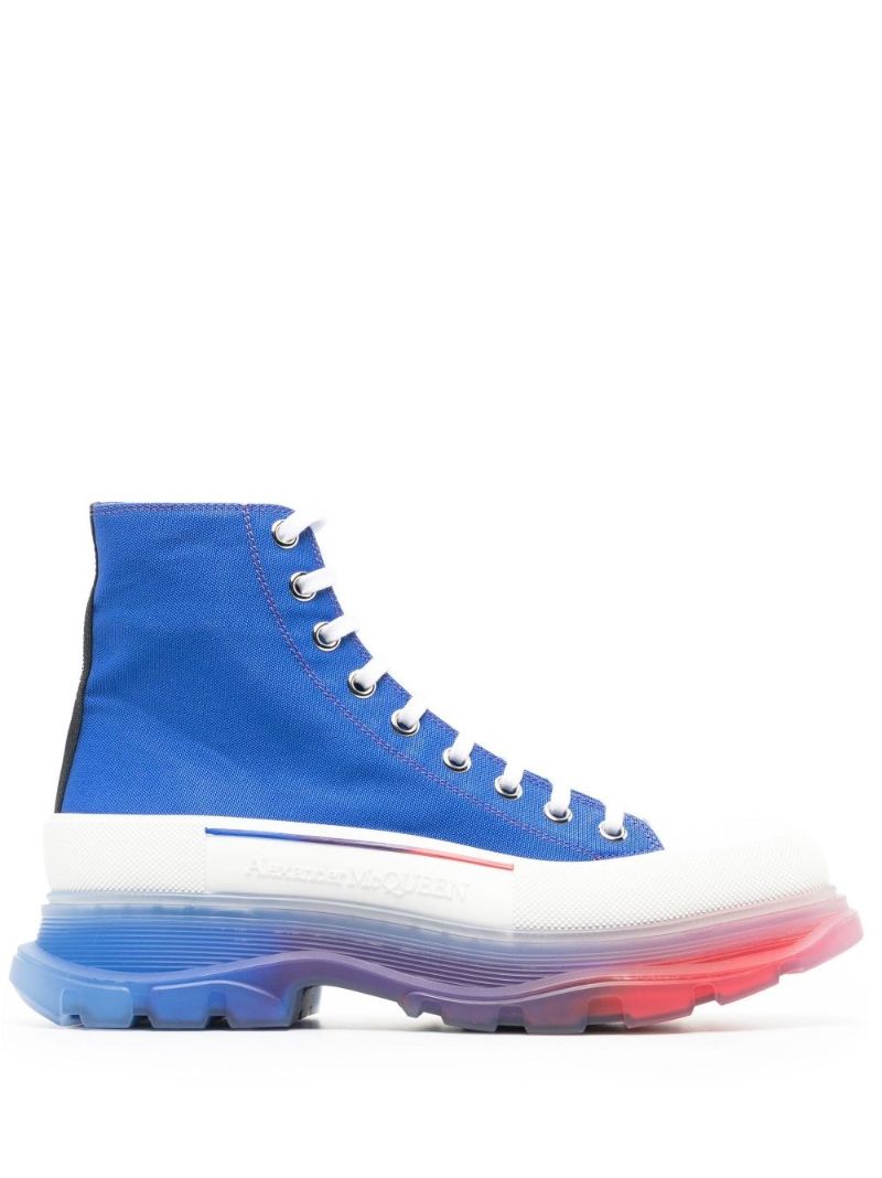 Blue Tread Slick High-top Canvas Sneakers