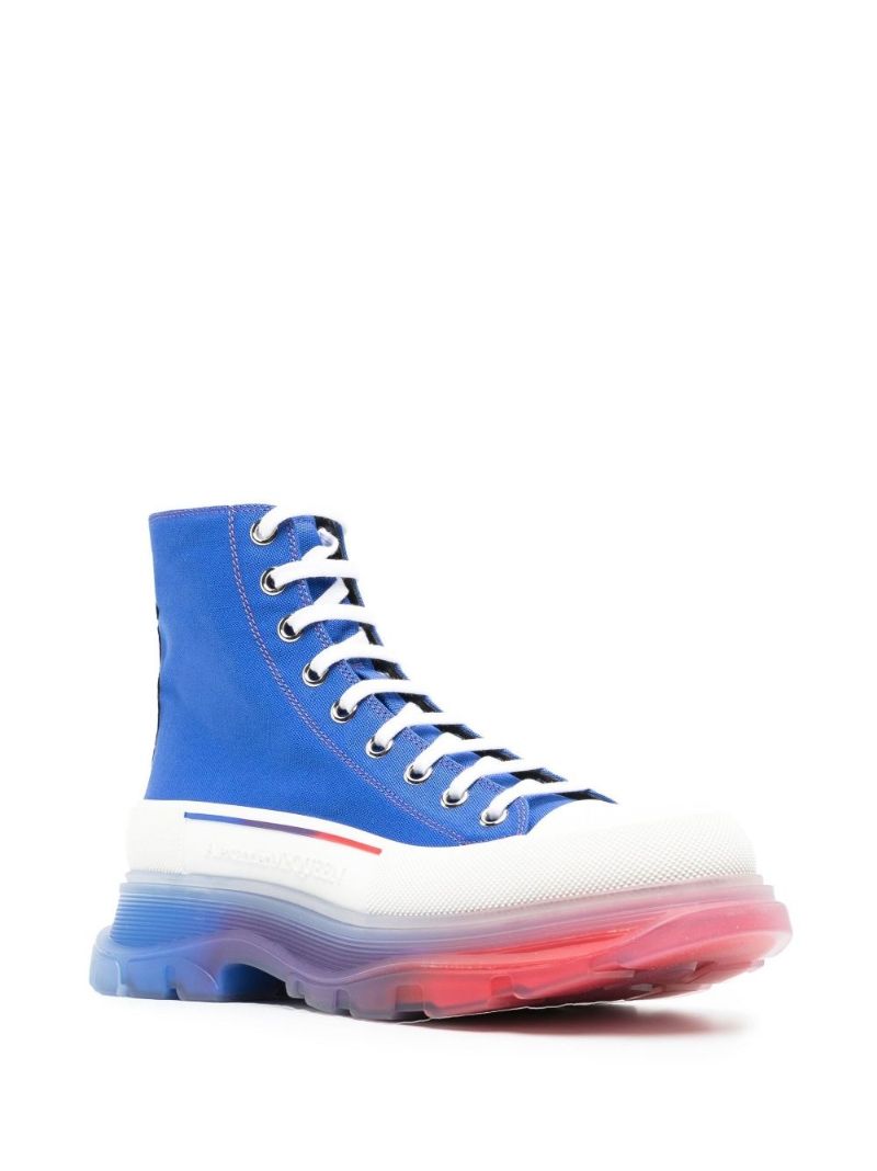 Blue Tread Slick High-top Canvas Sneakers