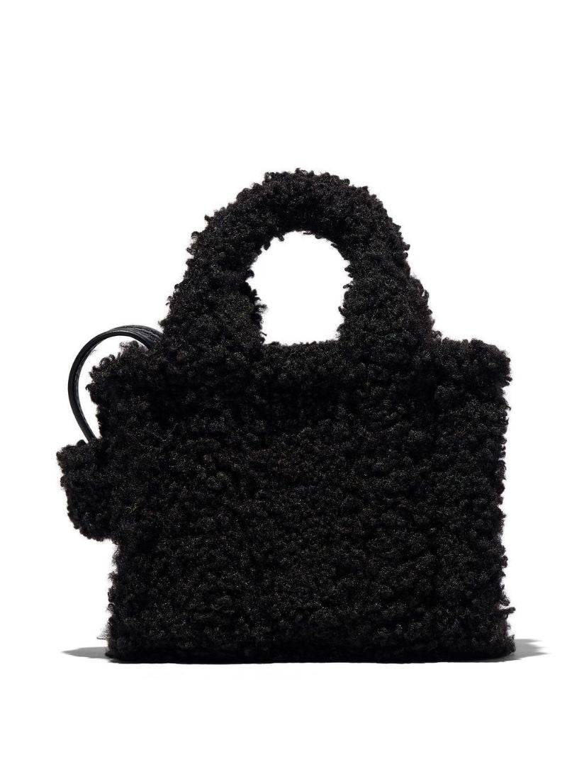 Black Teddy Furry Micro Tote Bag