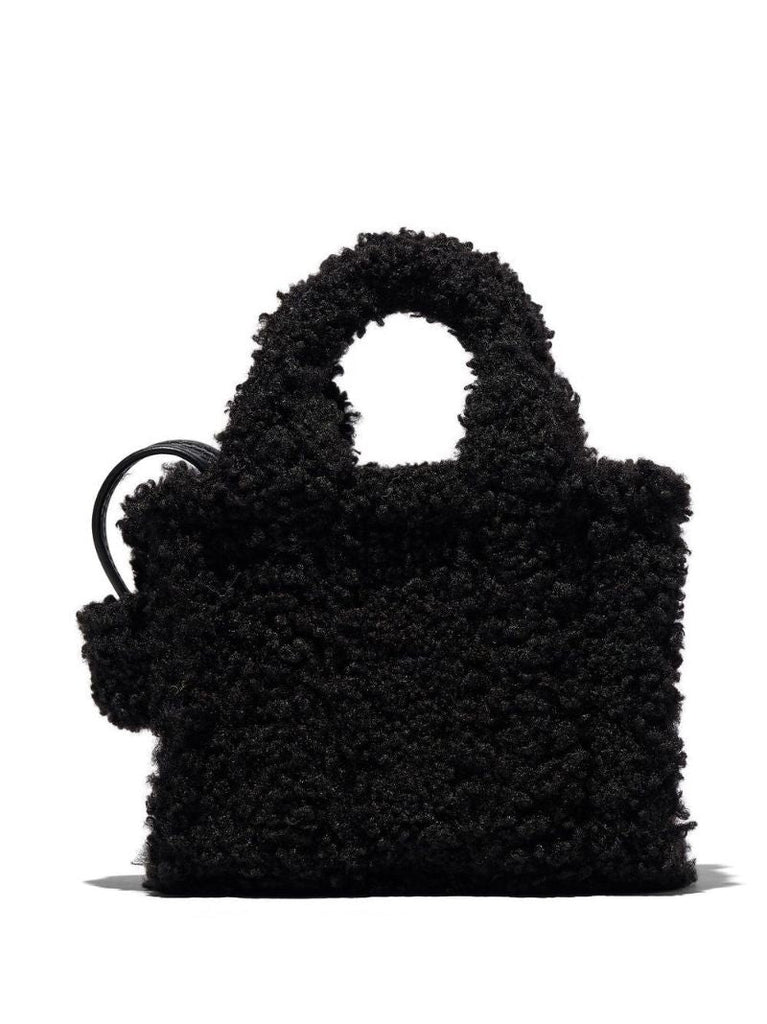 Black Teddy Furry Micro Tote Bag