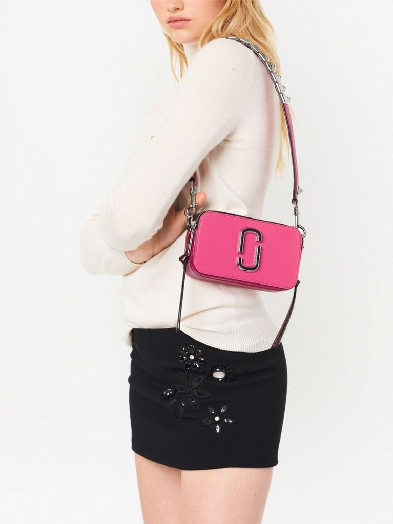 Pink Snapshot Studded Leather Cross Body Bag