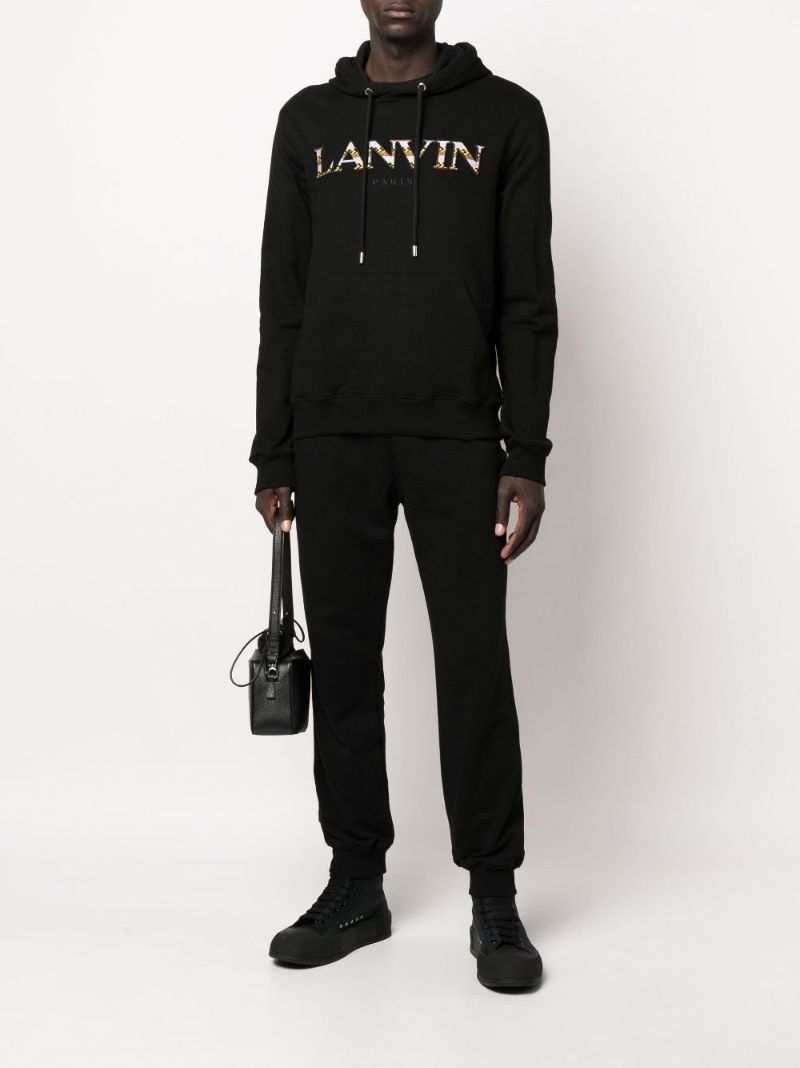Black Curb Logo Cotton Hoodie