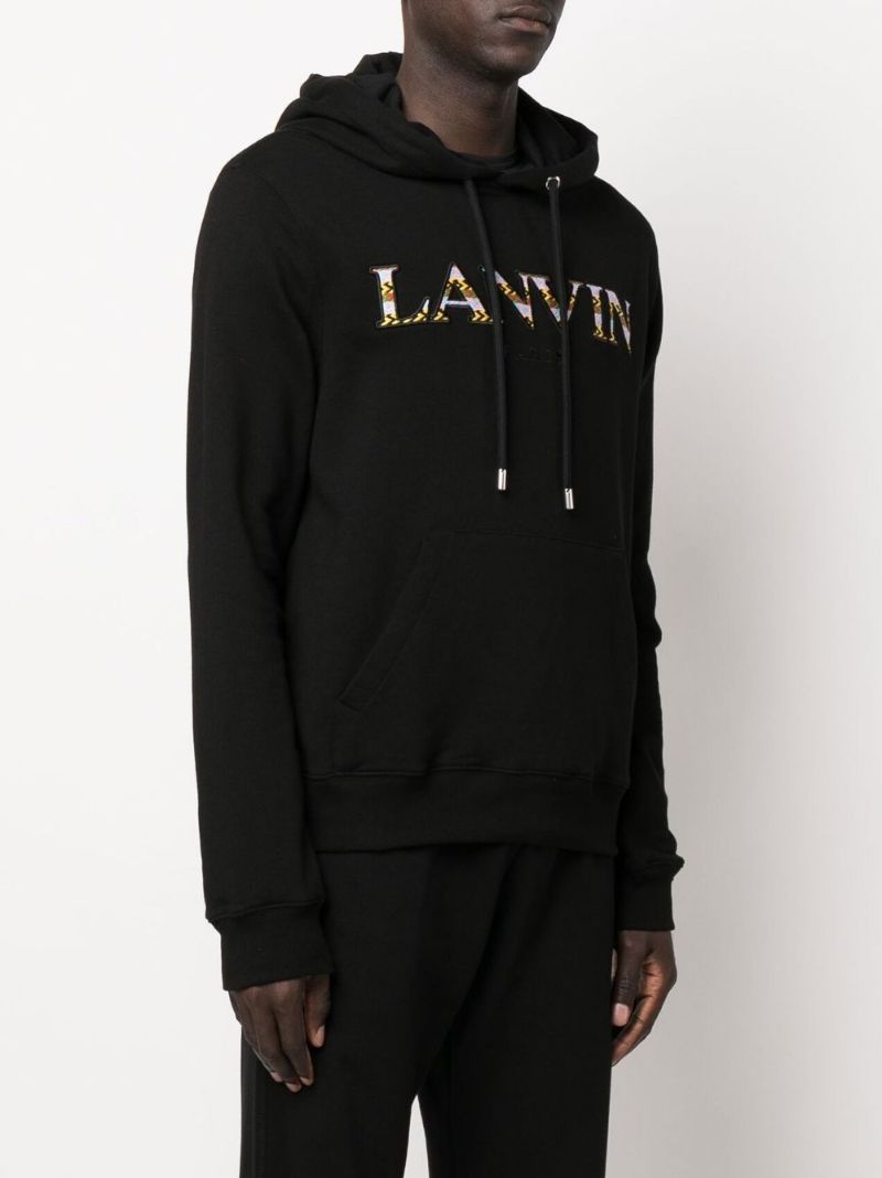 Black Curb Logo Cotton Hoodie