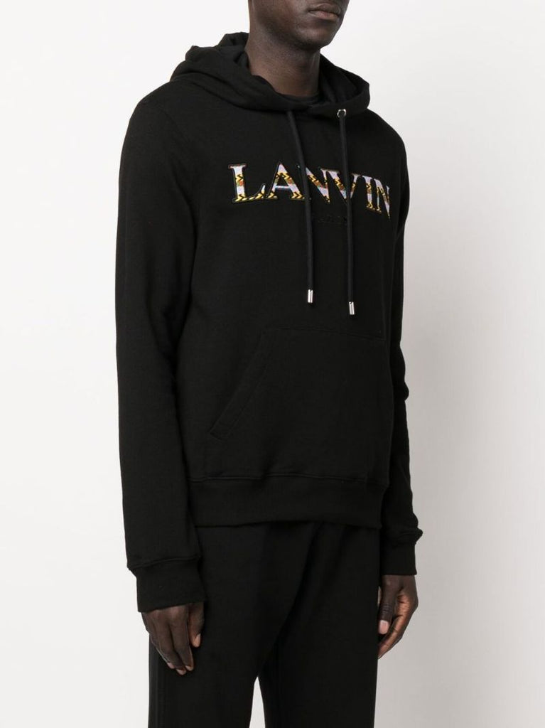 Black Curb Logo Cotton Hoodie