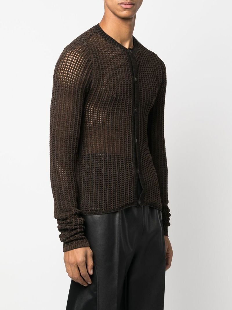 Brown Open-knit Cardigan