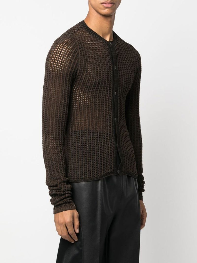 Brown Open-knit Cardigan