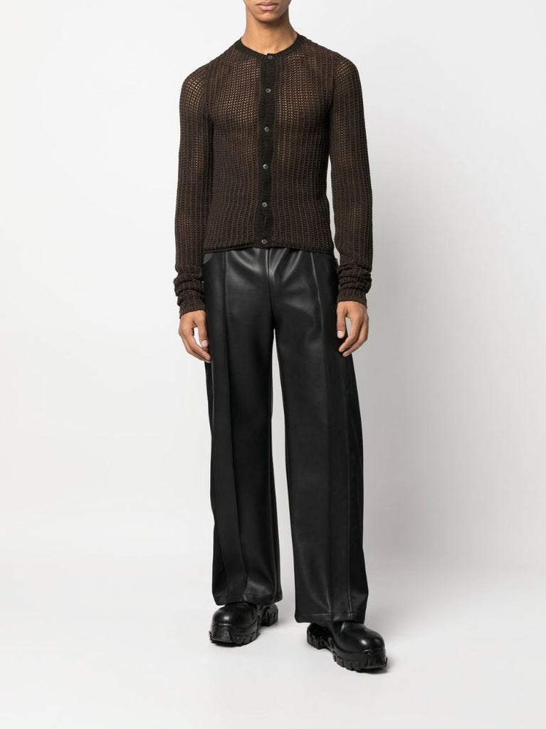 Brown Open-knit Cardigan