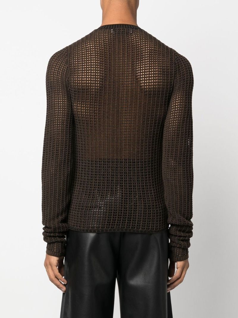 Brown Open-knit Cardigan