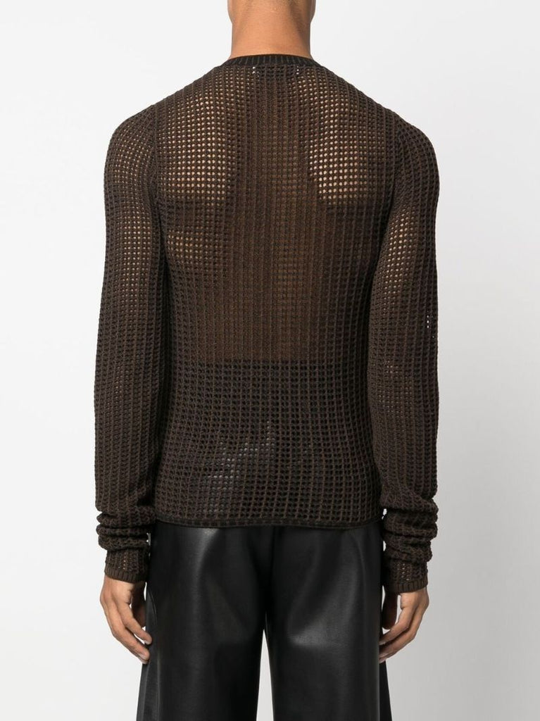 Brown Open-knit Cardigan