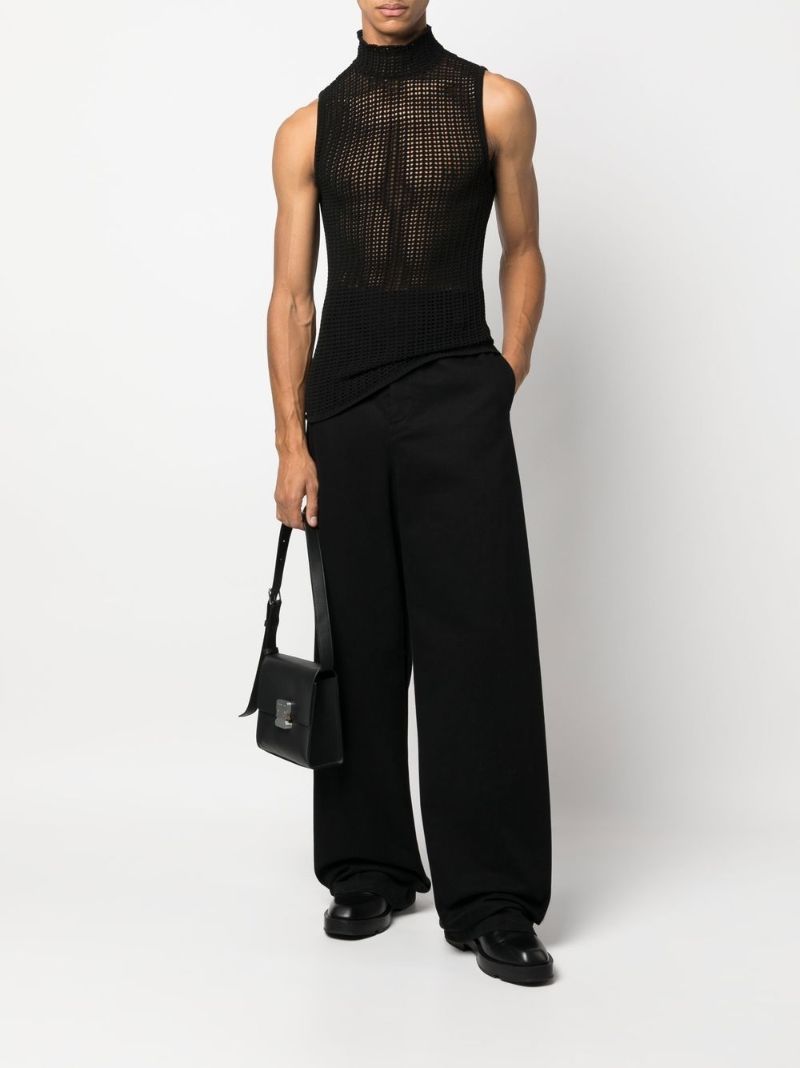 Black Open-knit Tank Top