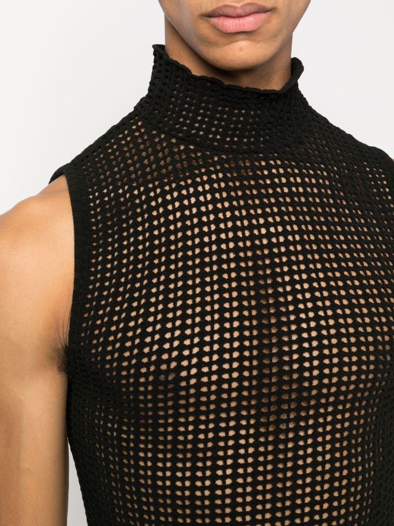 Black Open-knit Tank Top