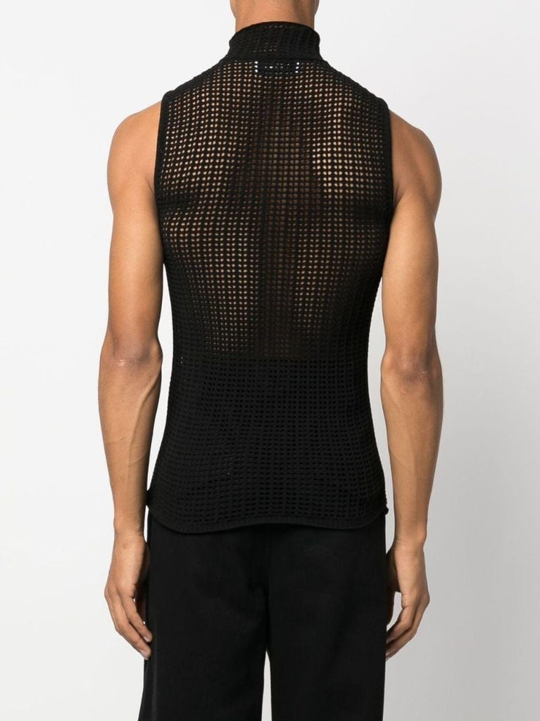 Black Open-knit Tank Top