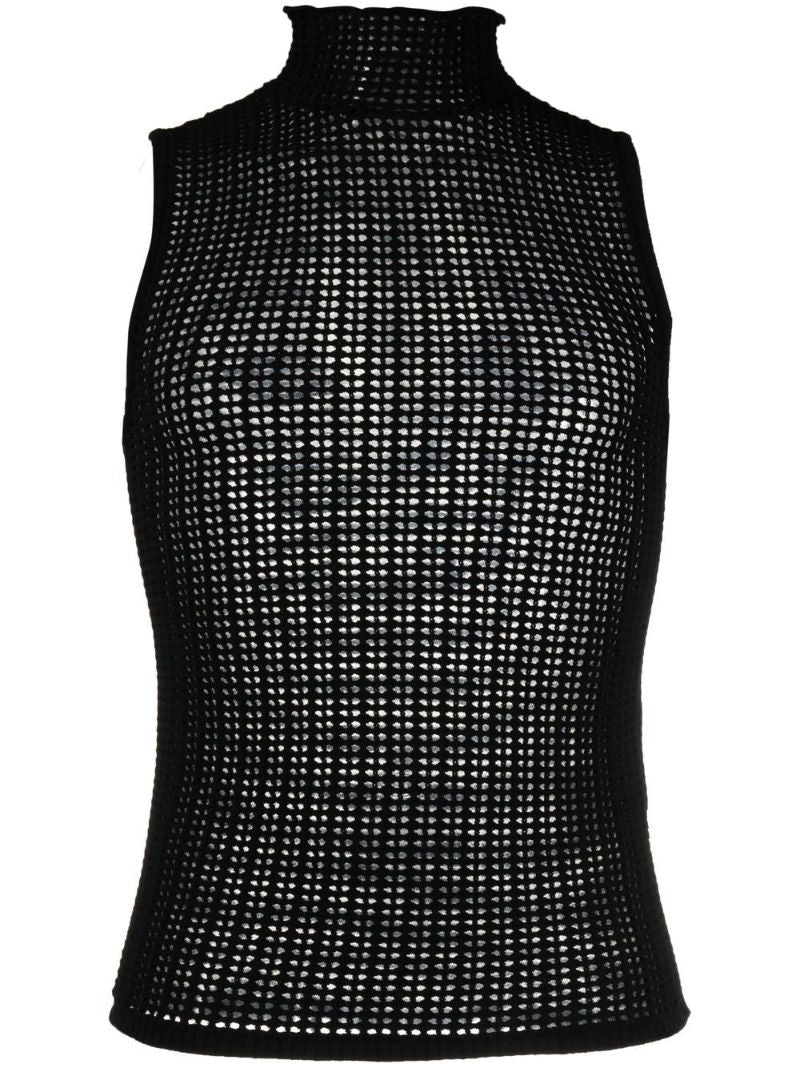 Black Open-knit Tank Top