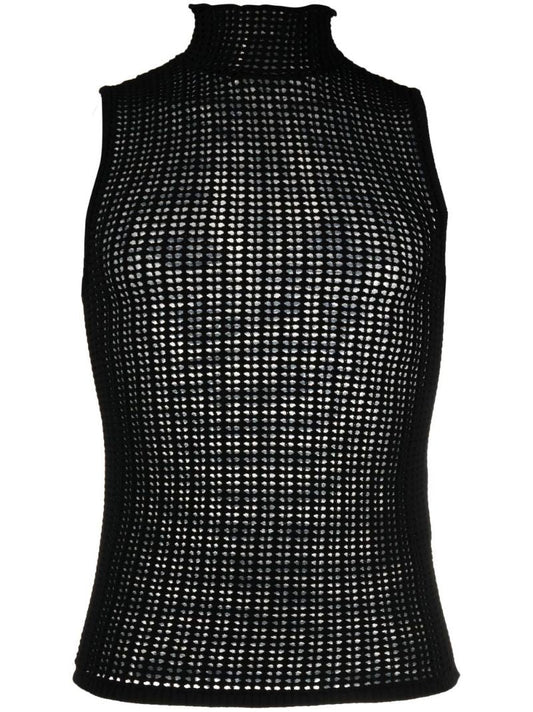 Black Open-knit Tank Top