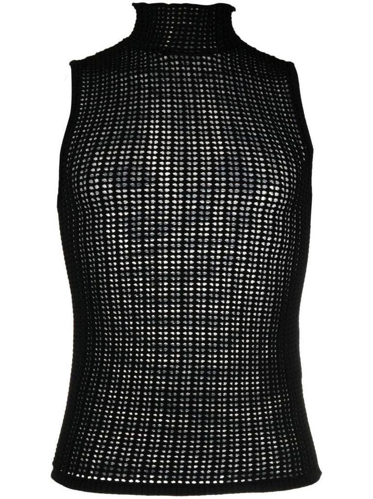Black Open-knit Tank Top