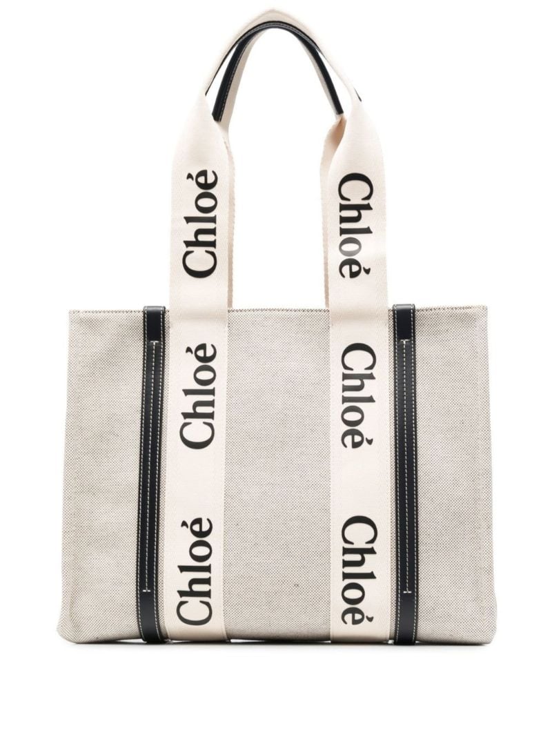 Beige Woody Cotton Tote Bag