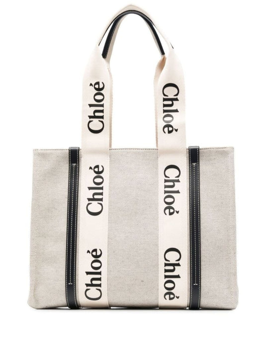 Beige Woody Cotton Tote Bag
