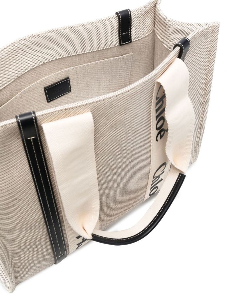Beige Woody Cotton Tote Bag