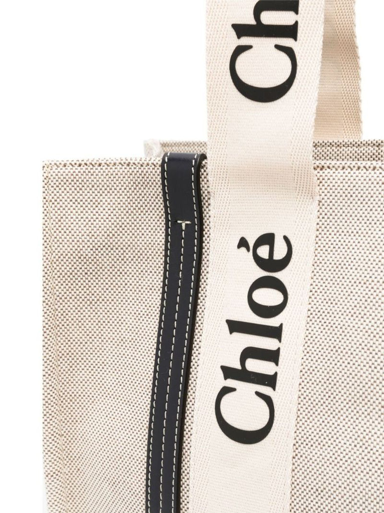 Beige Woody Cotton Tote Bag