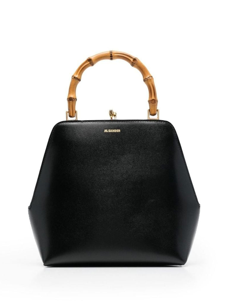 Black Goji Frame Small Leather Tote Bag