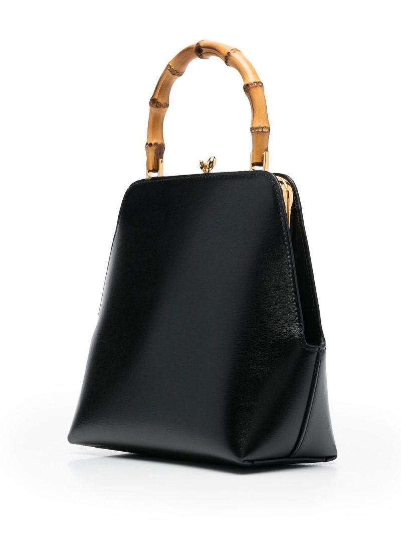 Black Goji Frame Small Leather Tote Bag
