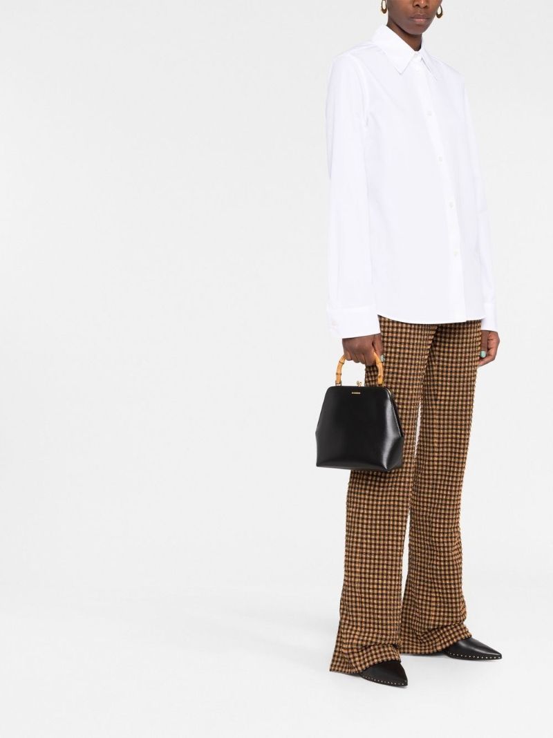 Black Goji Frame Small Leather Tote Bag