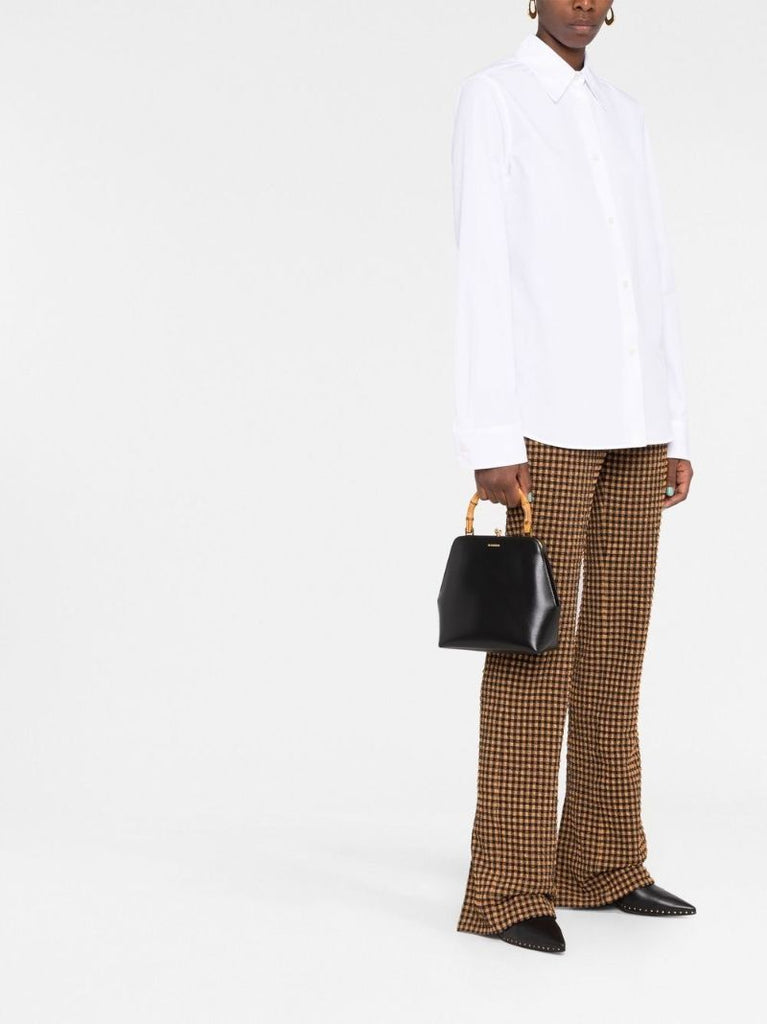 Black Goji Frame Small Leather Tote Bag