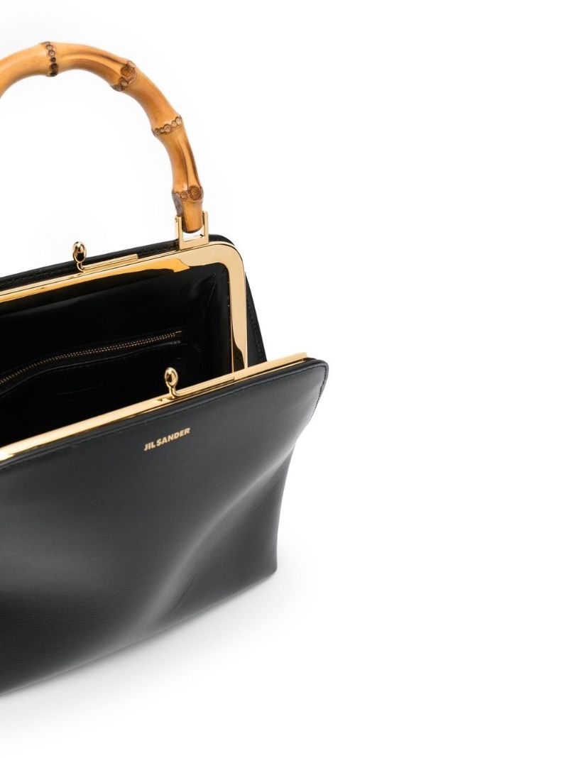 Black Goji Frame Small Leather Tote Bag