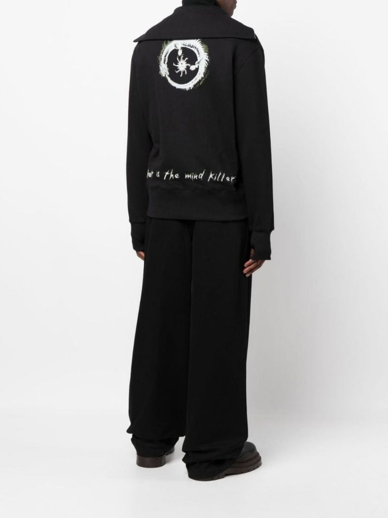 Black Ouroboros Print Half-zip Sweater