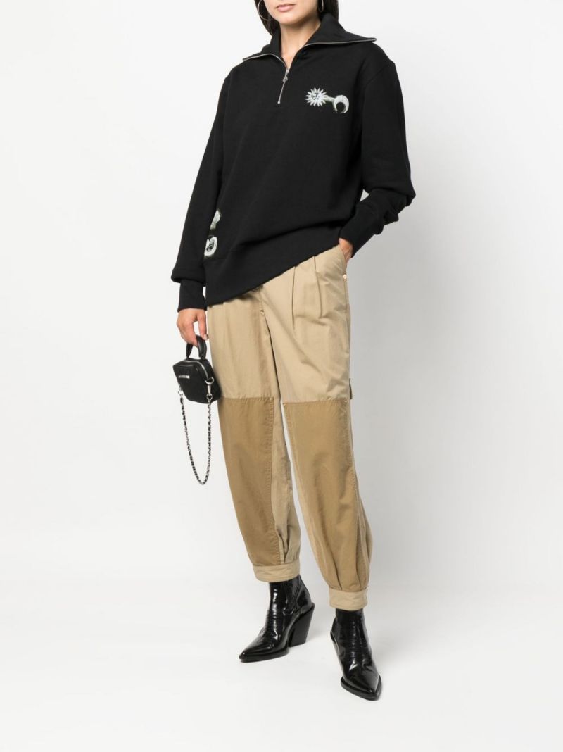 Black Ouroboros Print Half-zip Sweater