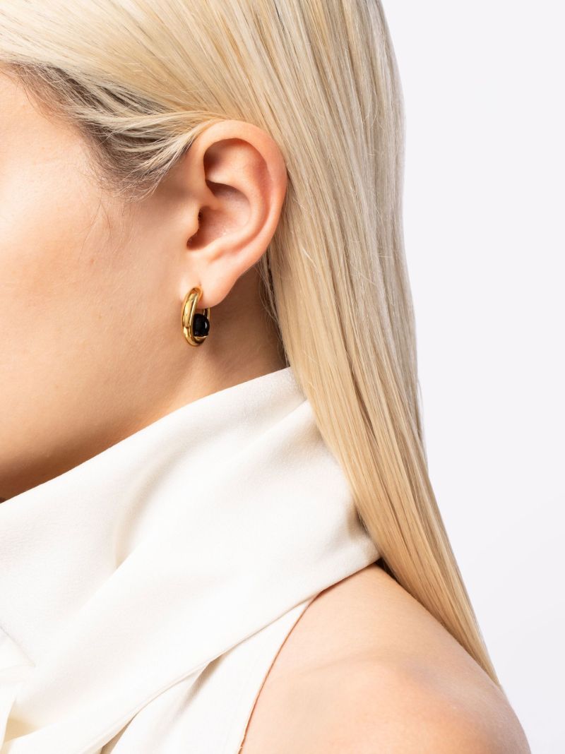 Gold Vermeil Tiny Isha Onyx Hoop Earrings