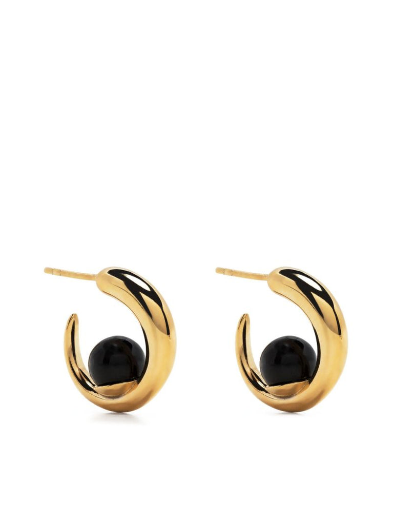 Gold Vermeil Tiny Isha Onyx Hoop Earrings