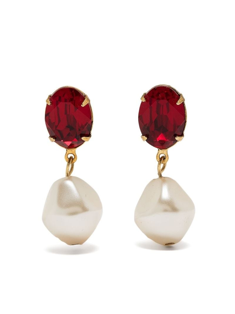 Gold-tone Tunis Pearl and Crystal Drop Earrings