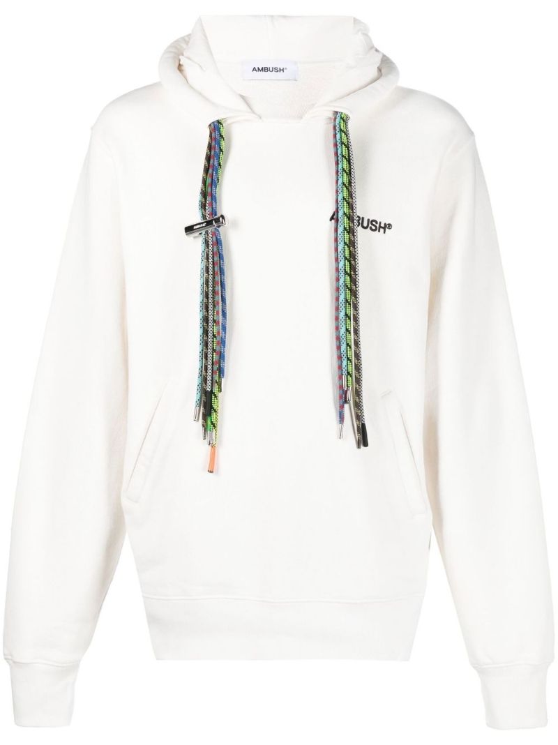 White Multicord Cotton Hoodie