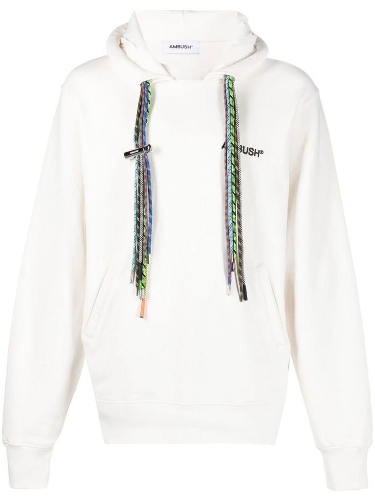 White Multicord Cotton Hoodie