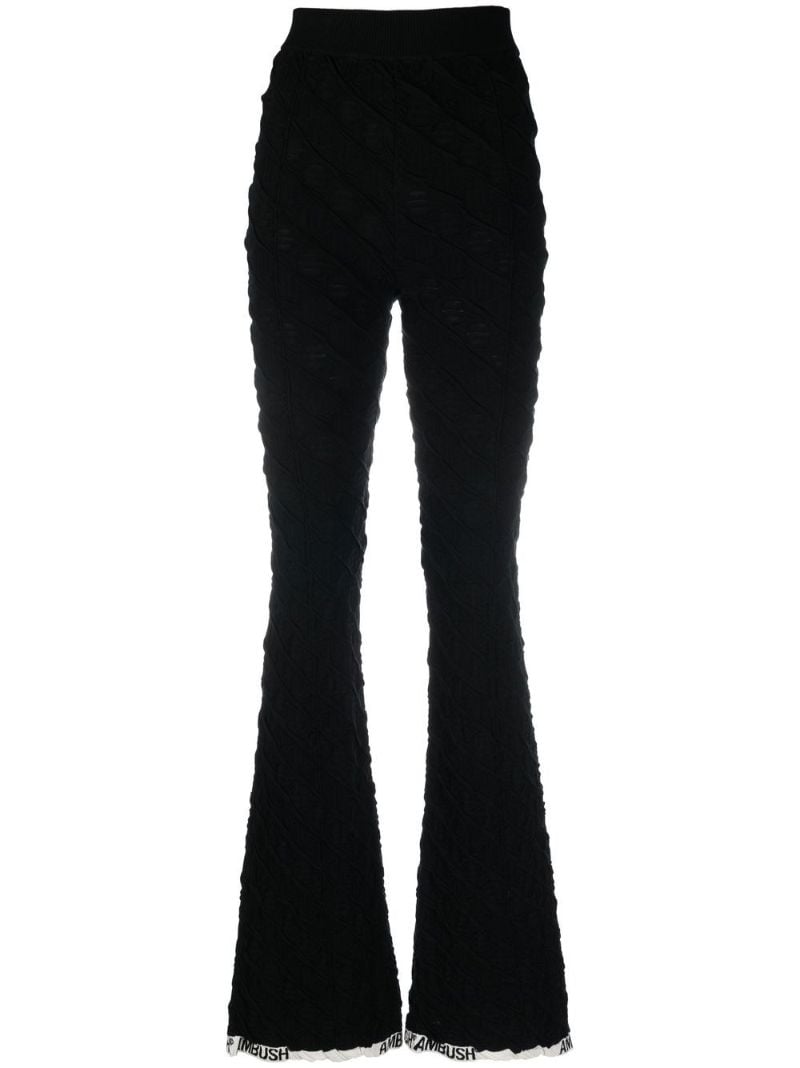 Black Monogram Knit Flared Trousers