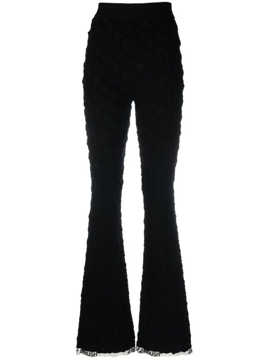 Black Monogram Knit Flared Trousers