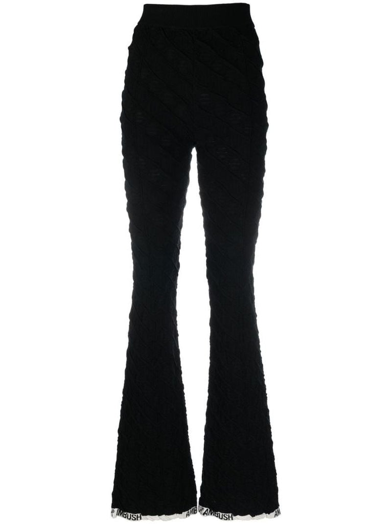 Black Monogram Knit Flared Trousers
