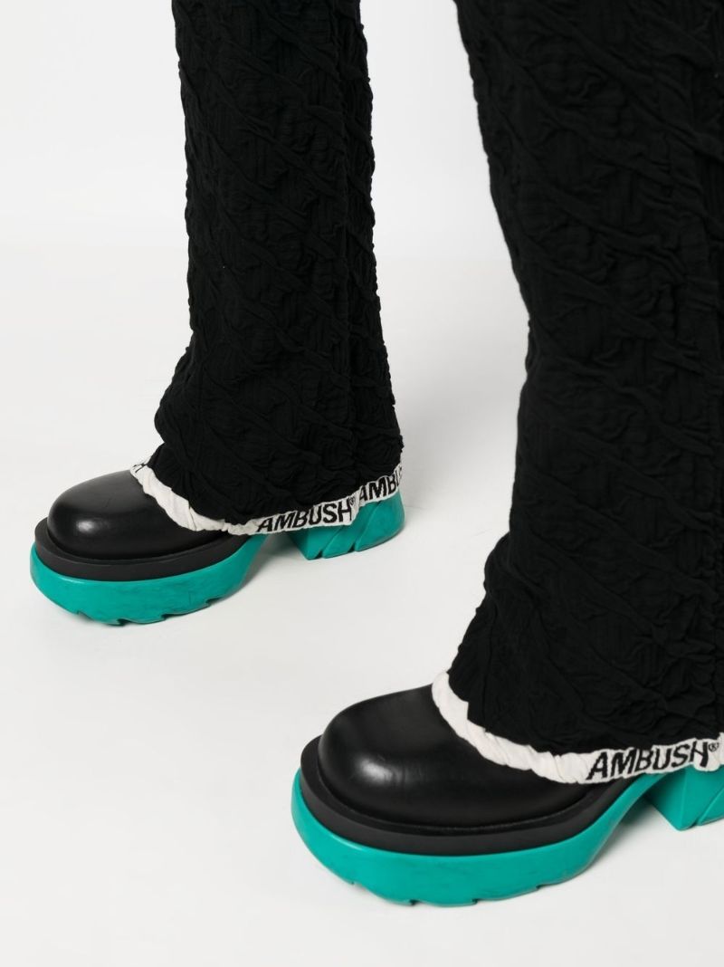 Black Monogram Knit Flared Trousers