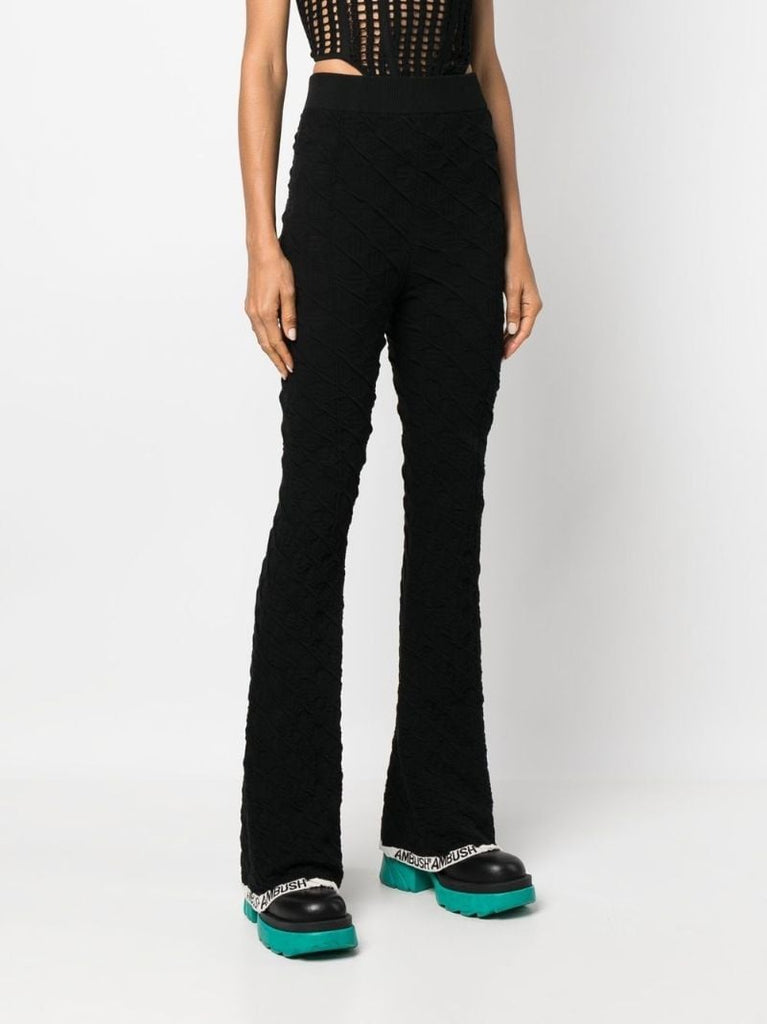 Black Monogram Knit Flared Trousers